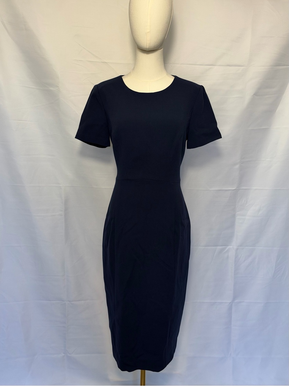 Black Halo Navy Short-Sleeve Midi Sheath Dress